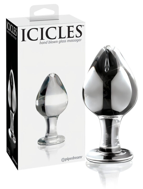 Icicles No. 25 - kónický skleněný anální kolík (průhledný)