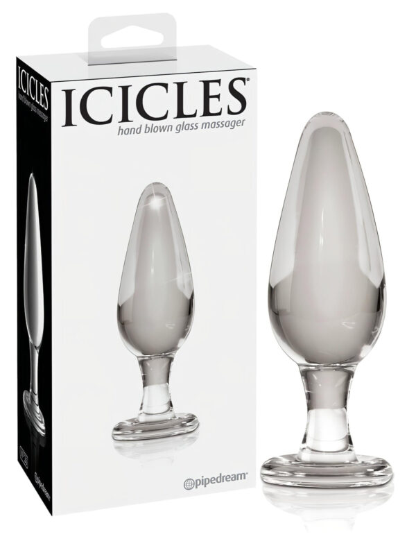 Icicles No. 26 - kuželový skleněný anální kolík (průhledný)