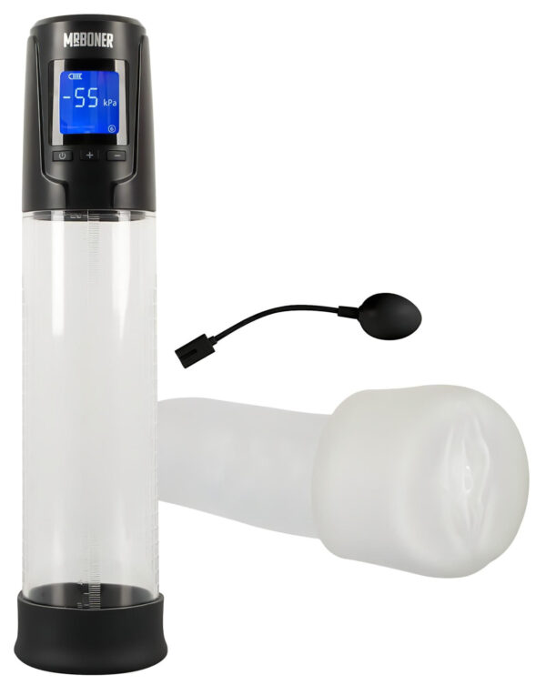Mister Boner - akumulátorová automatická pumpa na penis (černá/průhledná)