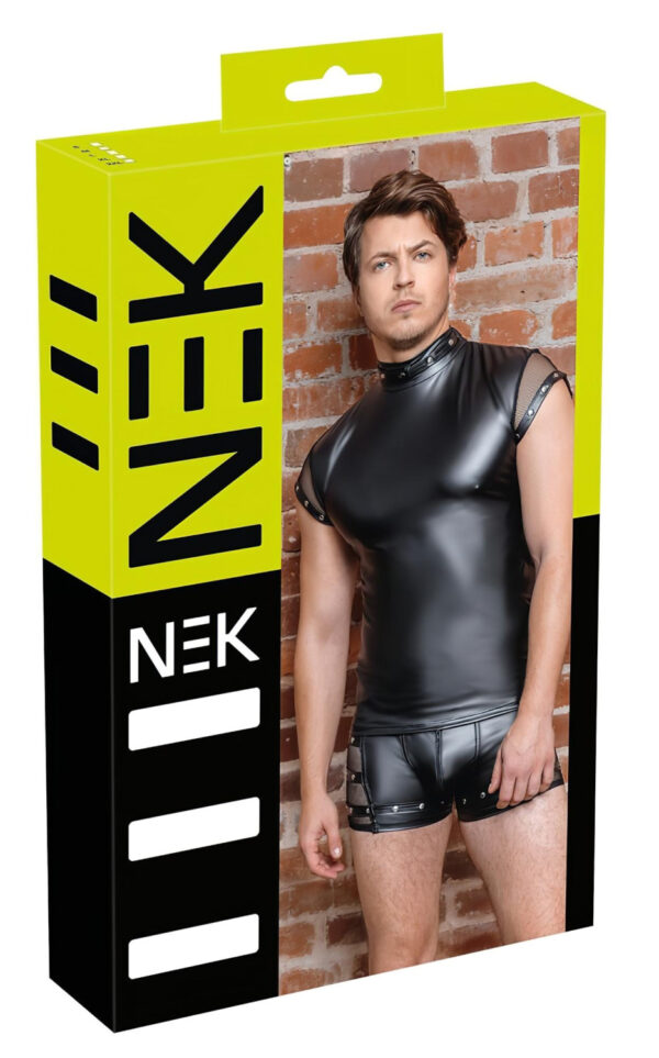 NEK - pánský top s nýty a síťovanými vsadkami (černý) - L
