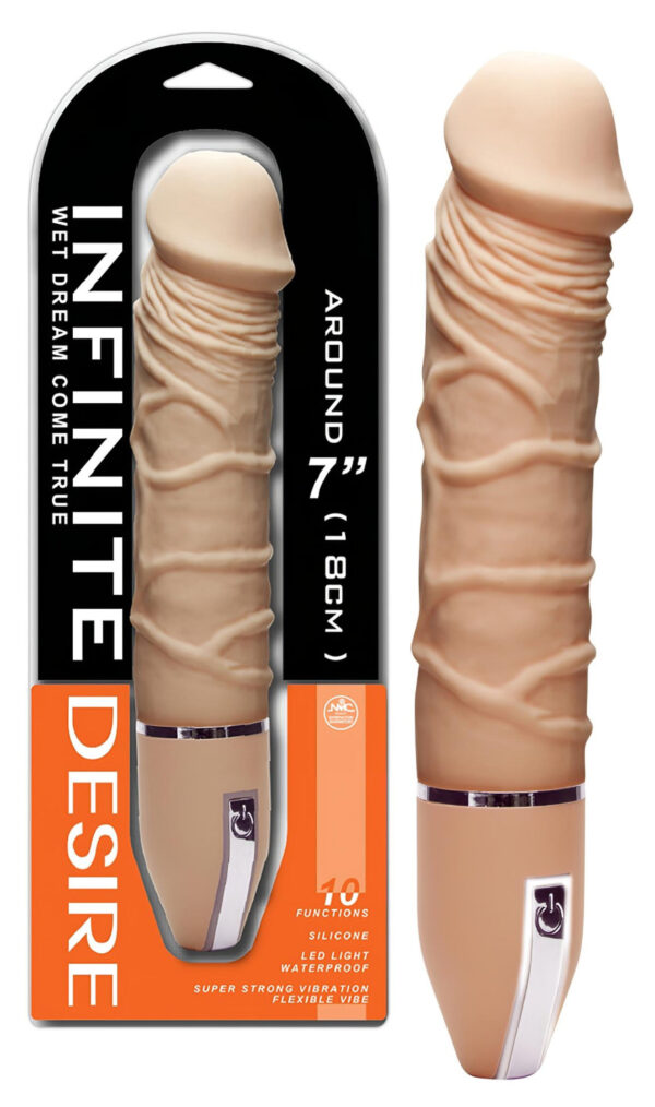 Nekonečná Vášeň - Silikonový Vibrátor s 10 Rytmy (přírodní)