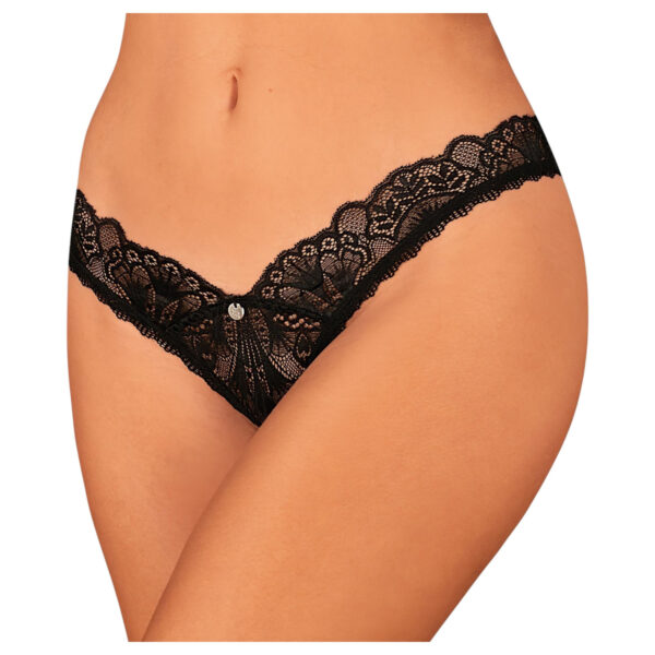 Obsessive Donna Dream - krajková otevřená tanga (černá) - M/L
