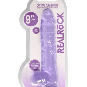 REALROCK - průhledné realistické dildo - fialové (22 cm)