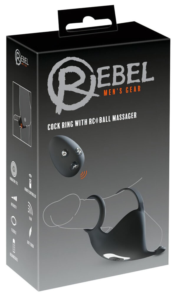 Rebel - akumulátorový penisový a varlatový vibrátor (černý)