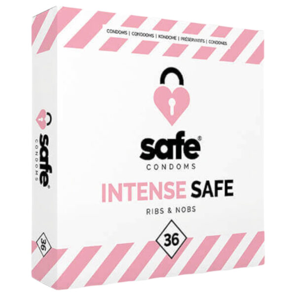 SAFE Intense Safe - Rýhovaný a bodový kondom (36 ks)