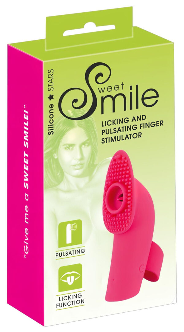 SMILE Licking - vibrační prstový stimulátor s jazýčkem a vzduchovými pulzy (růžová)
