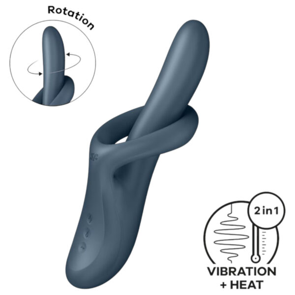 Satisfyer Heat Flex 4 - vyhřívací vibrátor s klitorální rukojetí (šedý)