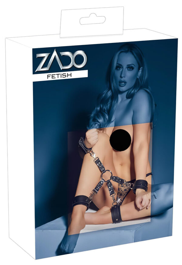 ZADO - Set pout a okovů s křížovým páskem (černá)