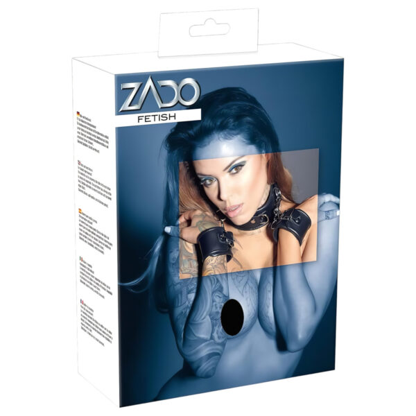 ZADO - kožený náhrdelník s pouty (černá)