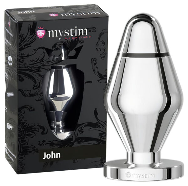 mystim Little John - elektro anální plug - stříbrný (velký)