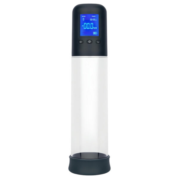 Boners - automatická LCD pumpa na penis (průhledná-černá)