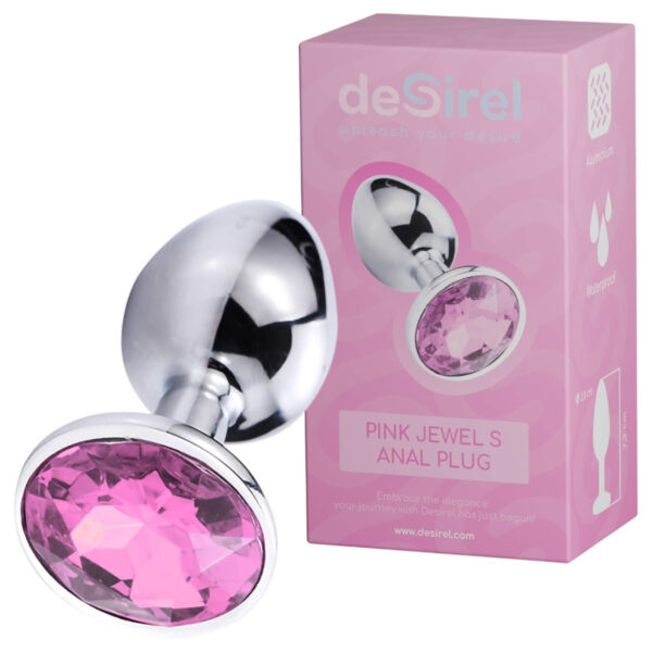 Desirel Pink Jewel S - anální kolík (stříbrno-růžová)
