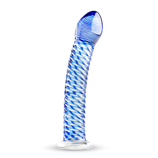 Gildo Glass No. 5 - spirál skleněné dildo (průhledné-modré)