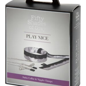 Padesát odstínů šedi - svorky na bradavky s obojkem (stříbrné)