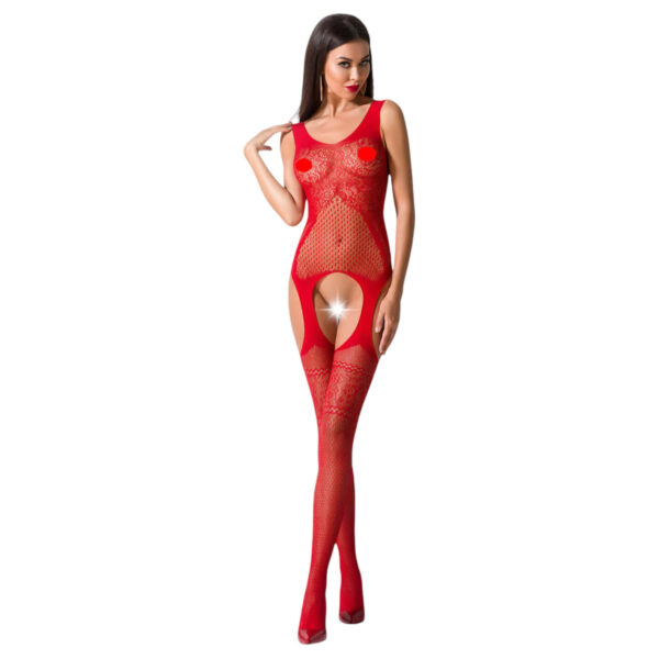 Passion BS061 - Květinový síťovaný set (červený) - S-L