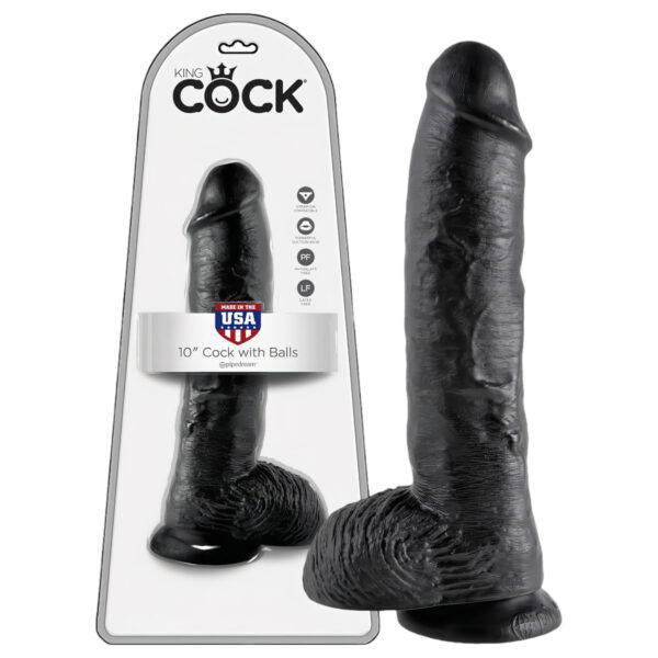 King Cock 10 varlatový dildo (25 cm) - černý