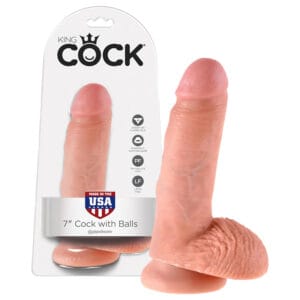 King Cock 7 varlatové dildo (18 cm) - přírodní