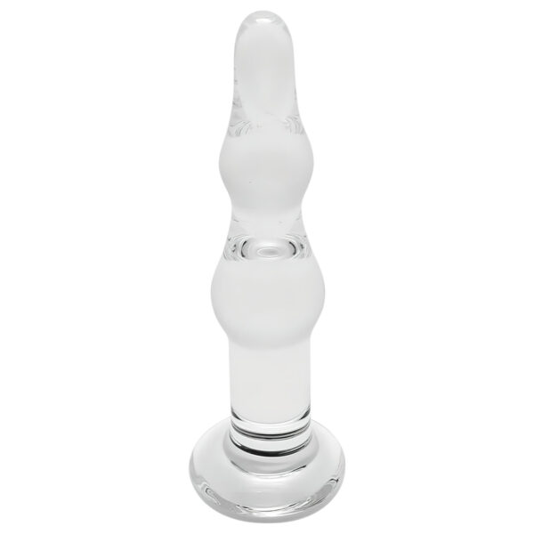 Rimba Dolly - vlnitý anální skleněný dildo (průhledný)