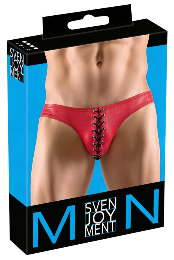 Svenjoyment - černé pánské spodní prádlo s červenou šněrováním - L