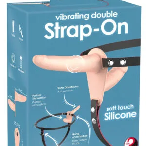 You2Toys - Strap-On - připínací dvojitý vibrátor (přírodní)