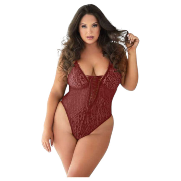 Allure - leopardí vzor bodysuit (červený)