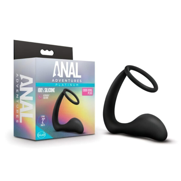 Anal Adventures Platinum - anální dildo s erekčním kroužkem (černé)