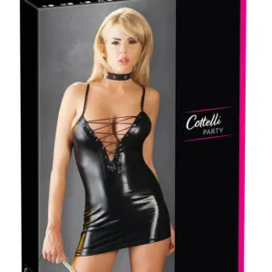 Cottelli - Lesklé šněrovací šaty (černé)