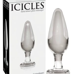 Icicles No. 26 - kuželovitý skleněný anální kolík (průhledný)