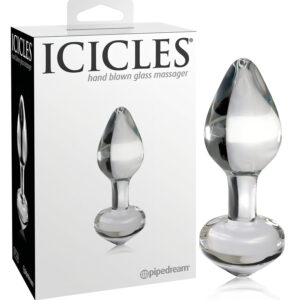 Icicles No. 44 - kuželovitý skleněný anální kolík (průhledný)