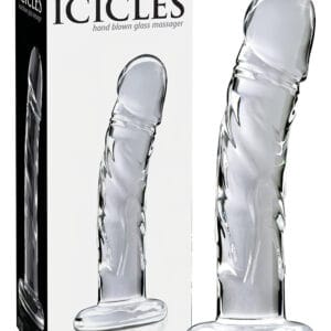 Icicles No. 62 - skleněné dildo s penisem (průhledné)