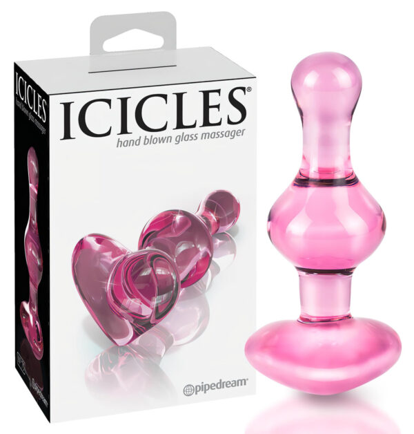 Icicles No. 75 - růžový srdcový skleněný anální kolík