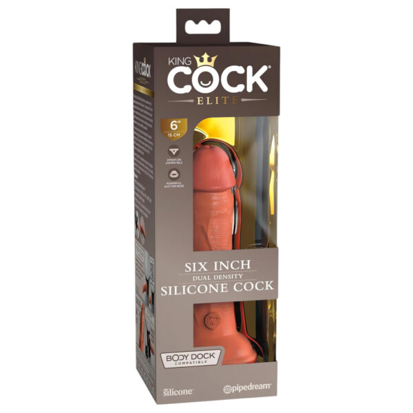 King Cock Elite 6 - přísavkový realistický dildo (15cm) - tmavý