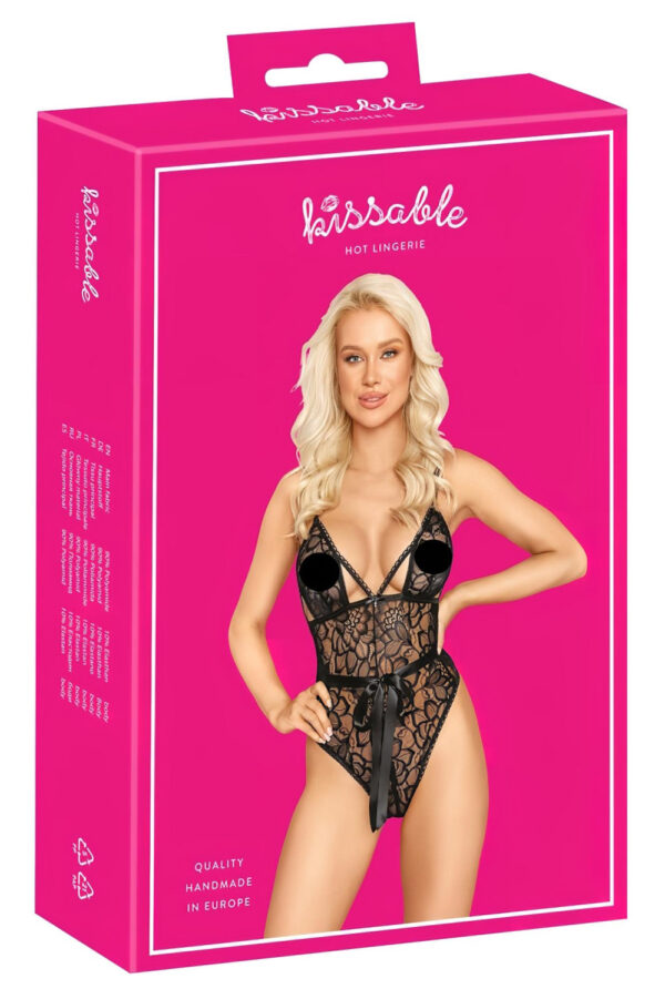 Kissable - krajkový body (černý) - L/XL