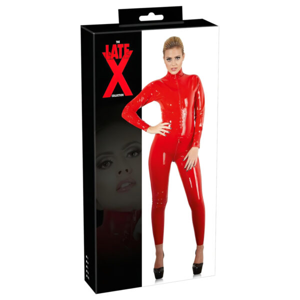 LATEX - dámský overal s dlouhými rukávy (červený) - S