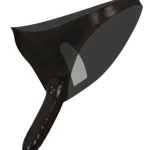 LATEX - kalhotky s vnitřním a vnějším dildem - černé (S-L)