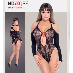NO:XQSE - body s mašlí a dlouhými rukávy - černé (S-L)