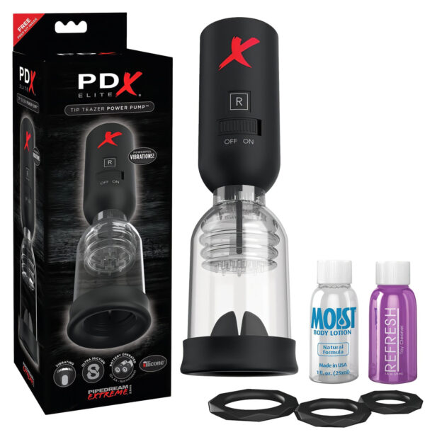 PDX Elite Tip Teazer - automatická sací vibrátor na žalud (černá)