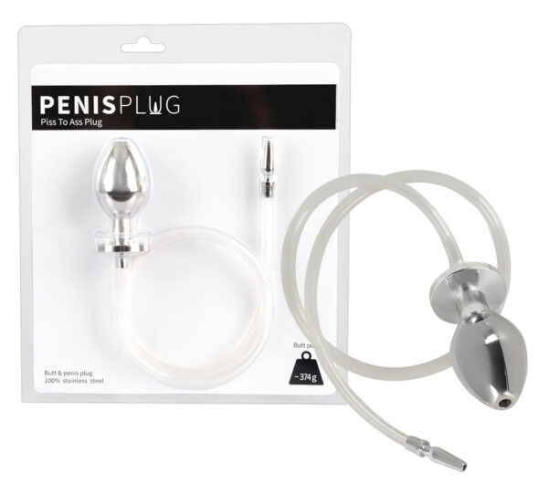 Piss to Ass Plug - dutý anální kolík s rozšiřovačem močové trubice