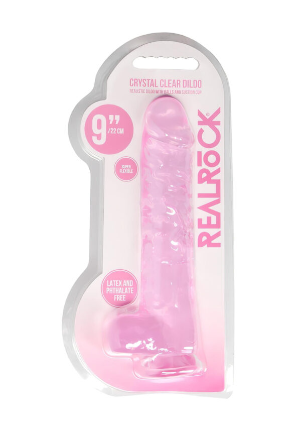 REALROCK - průhledné realistické dildo - růžové (22 cm)