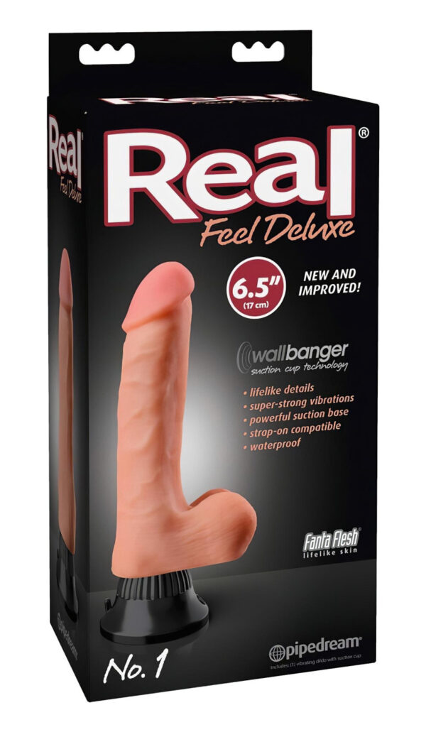 Real Feel Deluxe No.1 - realistický vibrátor s varlaty (přírodní)