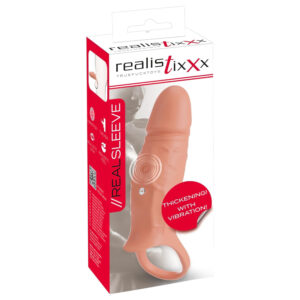 Realistixxx - vibrační návlek na penis s erekčním kroužkem (přírodní)