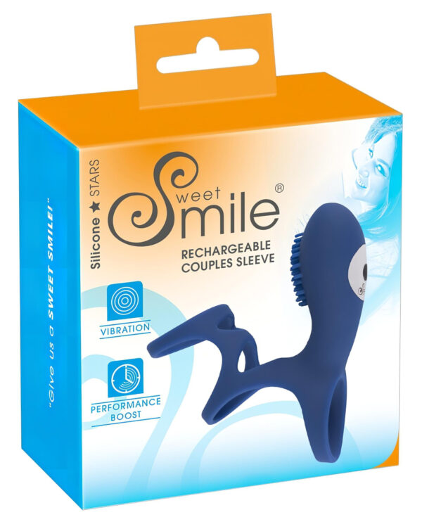 SMILE Couple - akumulátorový vibrační penisový návlek (modrý)