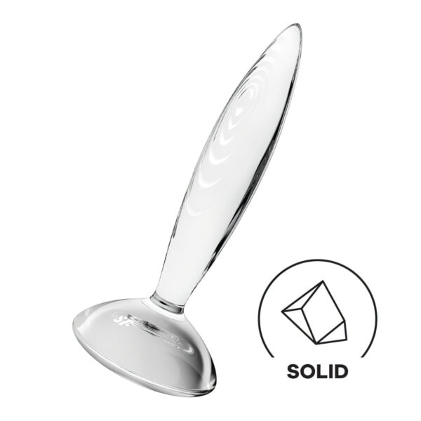 Satisfyer Sparkling Crystal - vroubkované skleněné dildo (průhledné)