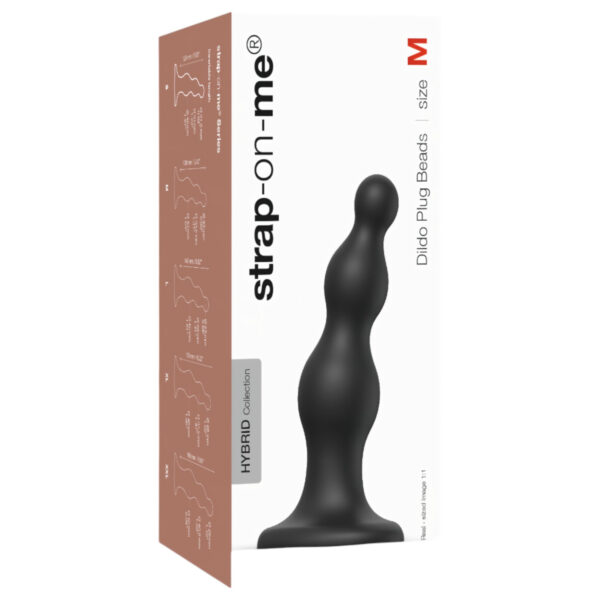Strap-on-me Beads M - korálkové dildo s přísavkou (černé)