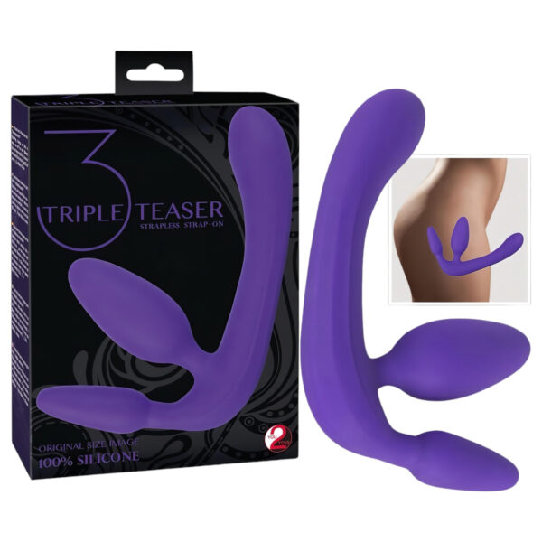Trojnásobné dildo bez pásku k připevnění (fialové)