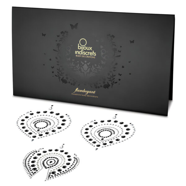 Třpytivý diamantový intimní šperk - 3dílný set (černý)