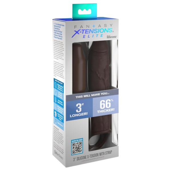 X-TENSION Elite 3 - návlek na penis s kroužkem (hnědá)