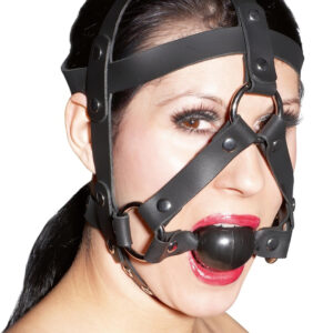 ZADO - kožený roubík s náustkem (černý)