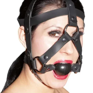 ZADO - kožený roubík s náustkem (černý)