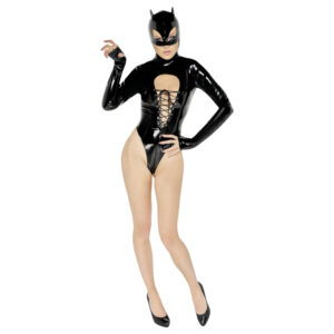 Black Velvet - dlouhý rukáv Batwoman body (černé) - XL